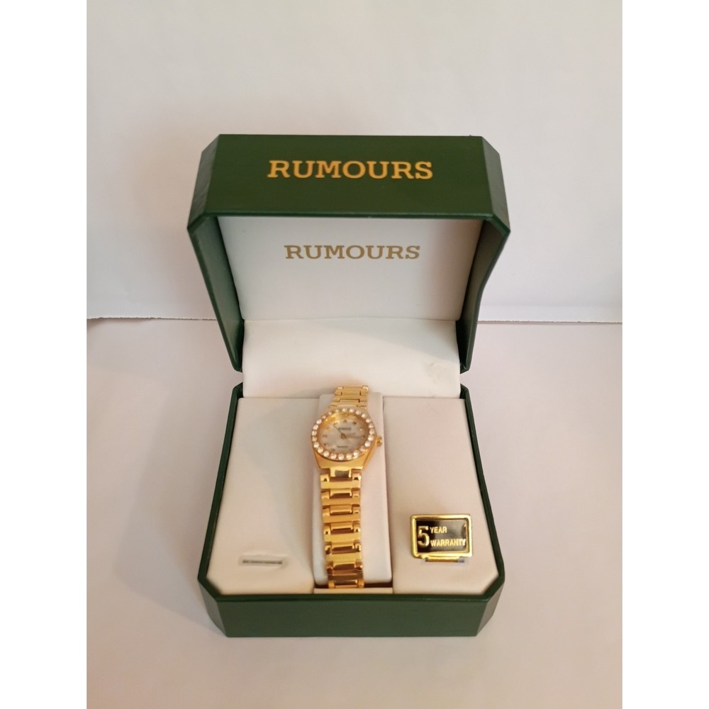 Rumours Women's Watch Gold Tone‎ White Stones Around Bezel